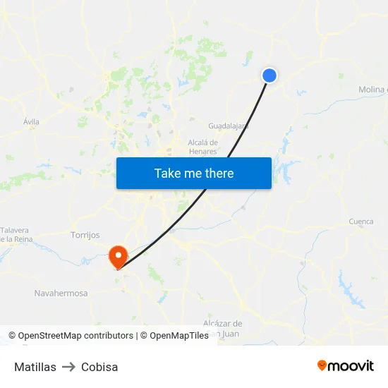 Matillas to Cobisa map