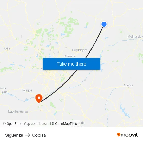 Sigüenza to Cobisa map
