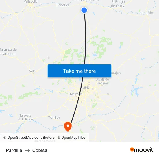 Pardilla to Cobisa map