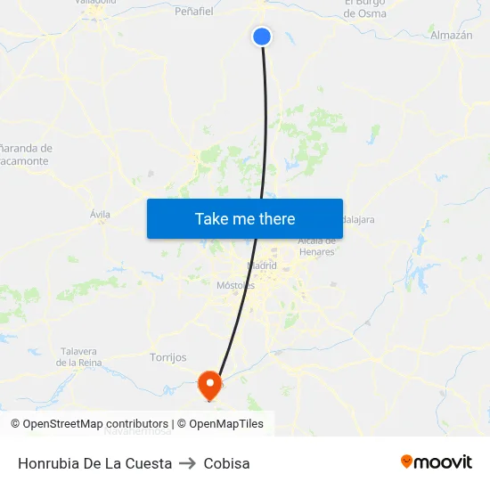 Honrubia De La Cuesta to Cobisa map