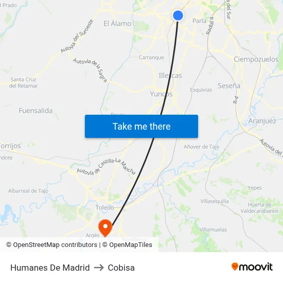 Humanes De Madrid to Cobisa map