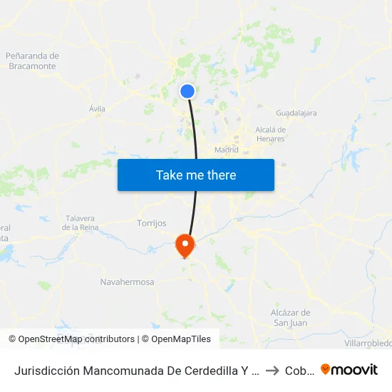 Jurisdicción Mancomunada De Cerdedilla Y Navacerrada to Cobisa map