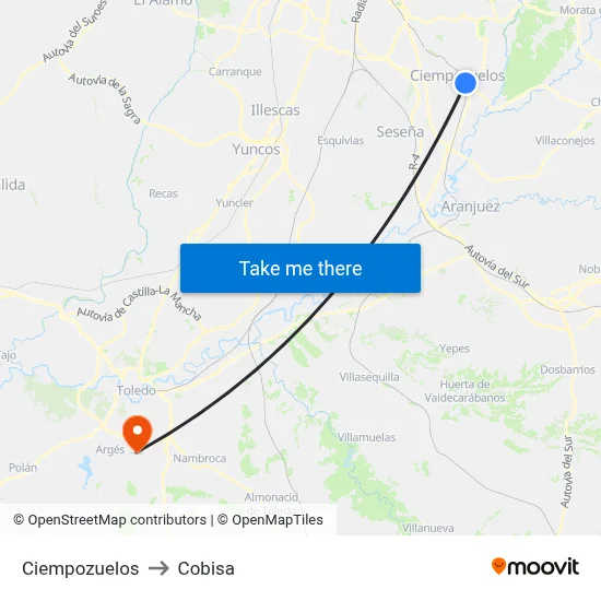 Ciempozuelos to Cobisa map
