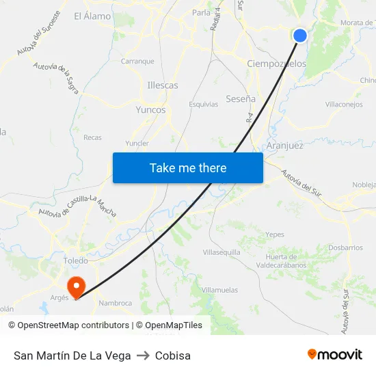 San Martín De La Vega to Cobisa map
