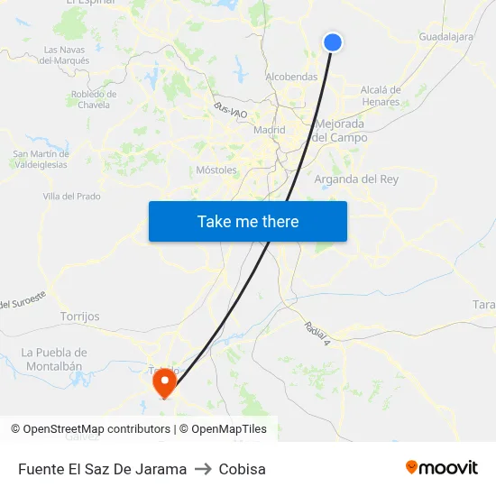 Fuente El Saz De Jarama to Cobisa map