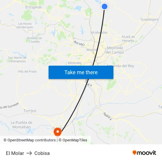El Molar to Cobisa map