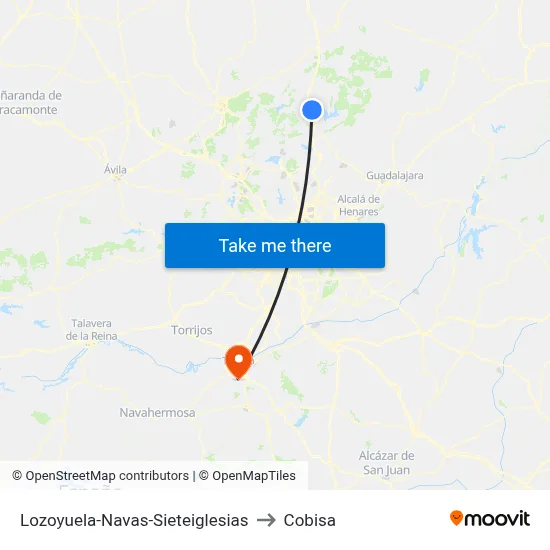 Lozoyuela-Navas-Sieteiglesias to Cobisa map