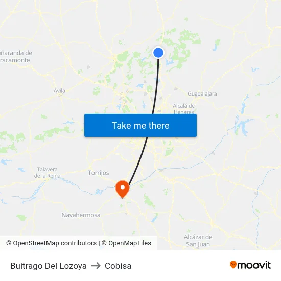 Buitrago Del Lozoya to Cobisa map