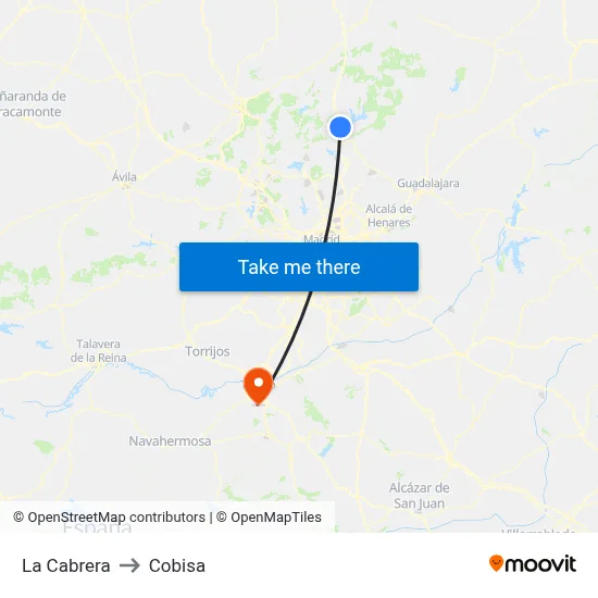 La Cabrera to Cobisa map
