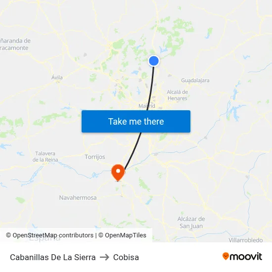 Cabanillas De La Sierra to Cobisa map