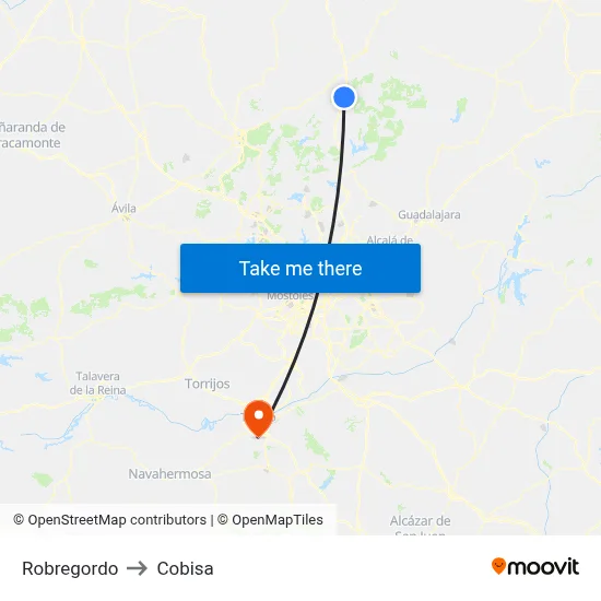 Robregordo to Cobisa map