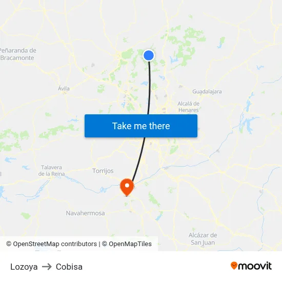 Lozoya to Cobisa map