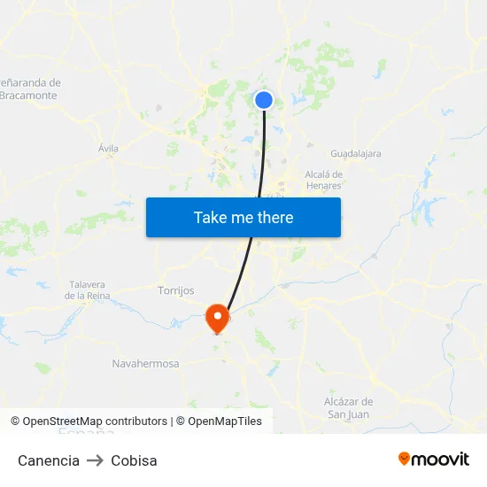 Canencia to Cobisa map