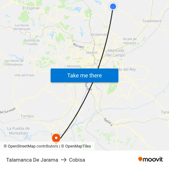 Talamanca De Jarama to Cobisa map