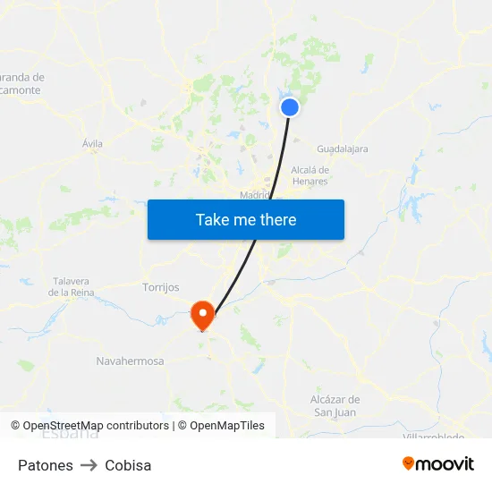 Patones to Cobisa map