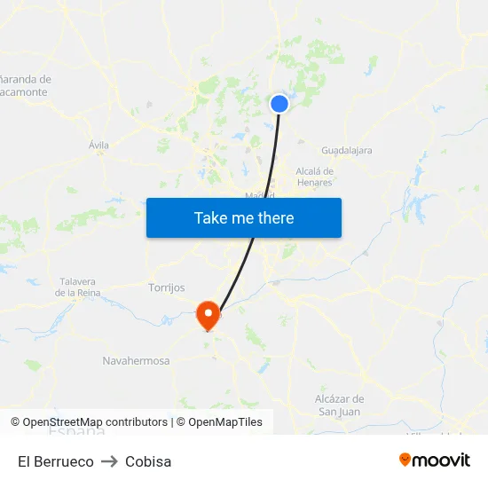 El Berrueco to Cobisa map