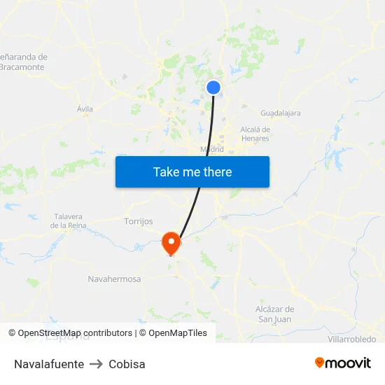 Navalafuente to Cobisa map
