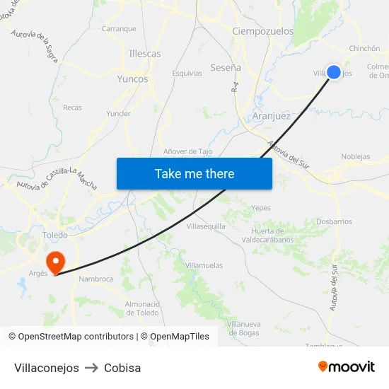 Villaconejos to Cobisa map