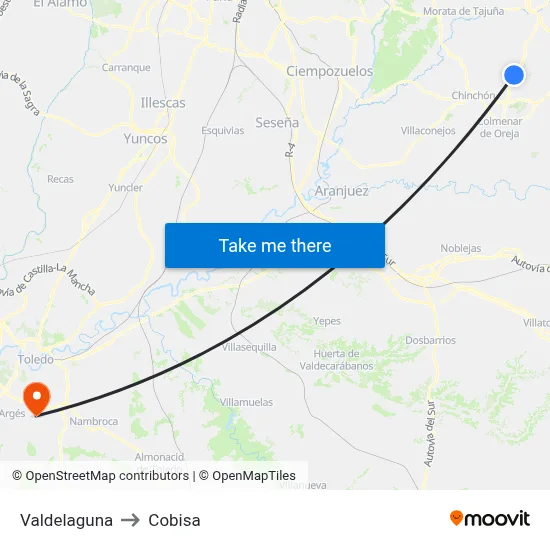 Valdelaguna to Cobisa map