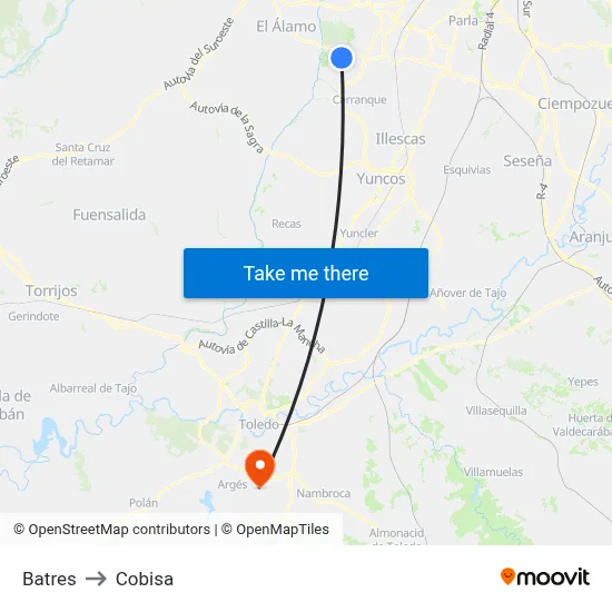 Batres to Cobisa map