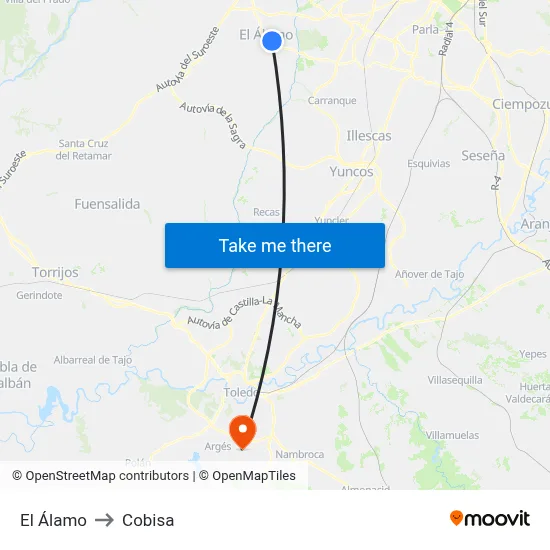 El Álamo to Cobisa map