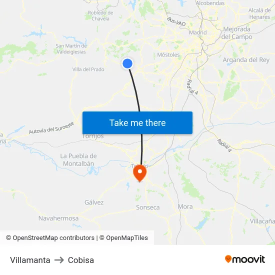 Villamanta to Cobisa map