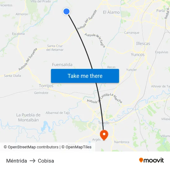 Méntrida to Cobisa map