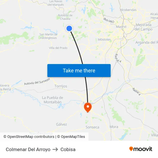 Colmenar Del Arroyo to Cobisa map