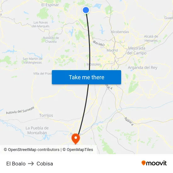 El Boalo to Cobisa map