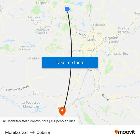 Moralzarzal to Cobisa map