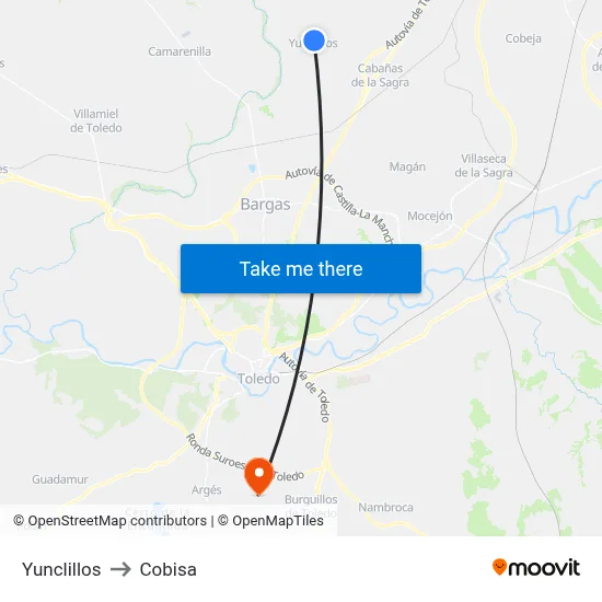 Yunclillos to Cobisa map