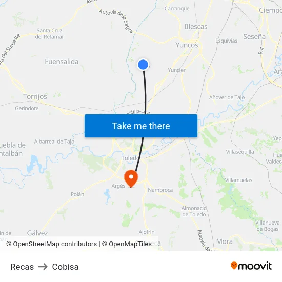 Recas to Cobisa map