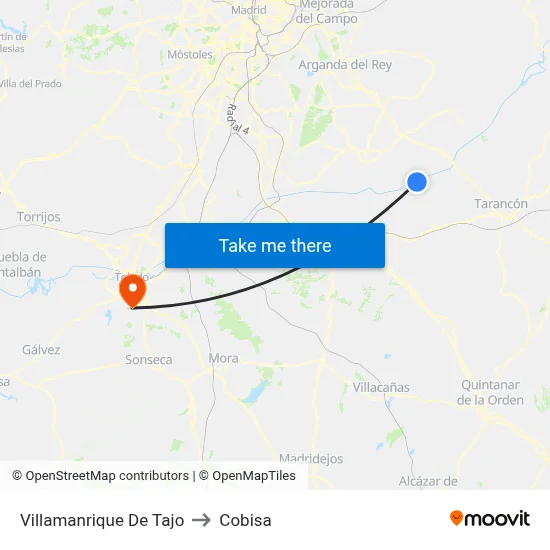 Villamanrique De Tajo to Cobisa map