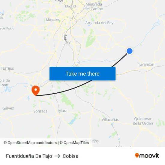 Fuentidueña De Tajo to Cobisa map