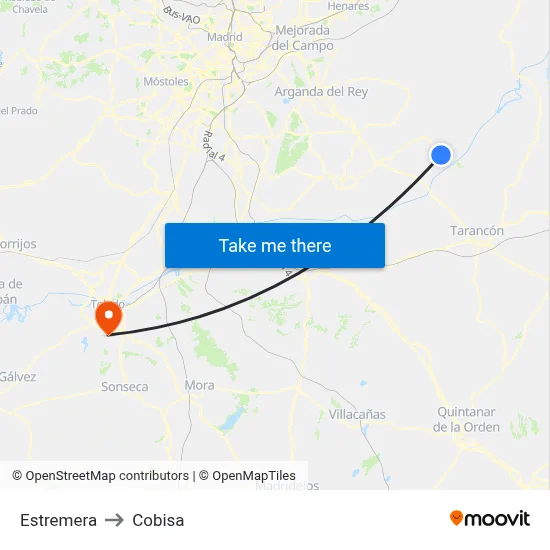 Estremera to Cobisa map
