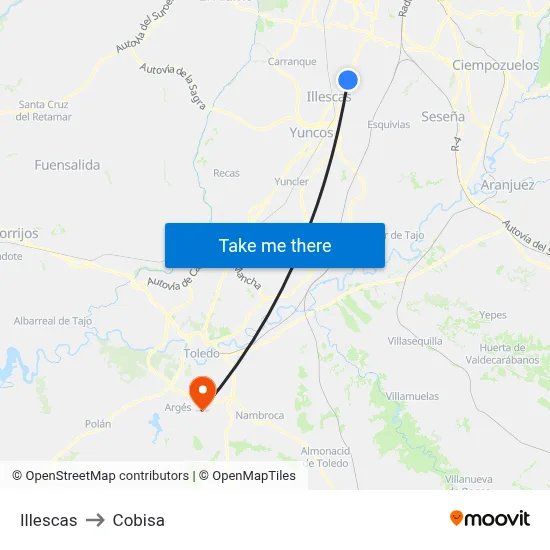 Illescas to Cobisa map