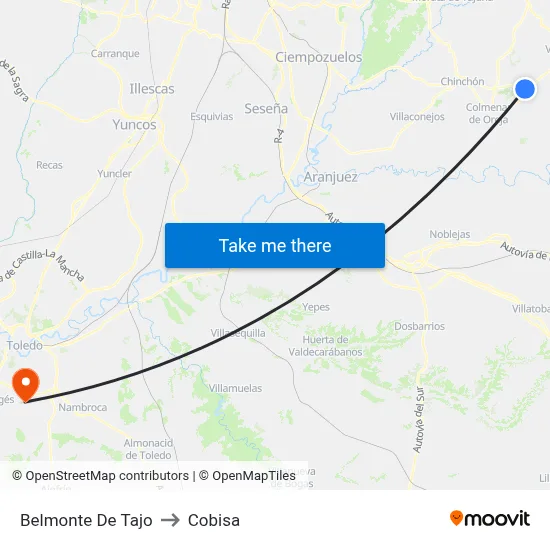 Belmonte De Tajo to Cobisa map