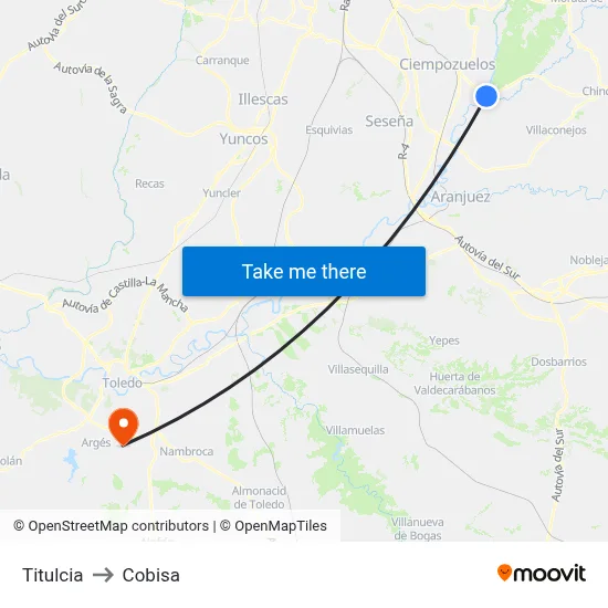 Titulcia to Cobisa map