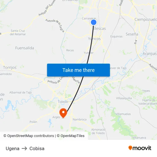 Ugena to Cobisa map