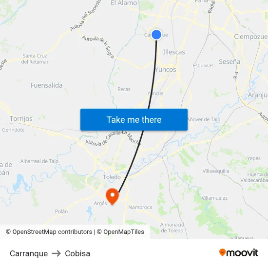 Carranque to Cobisa map