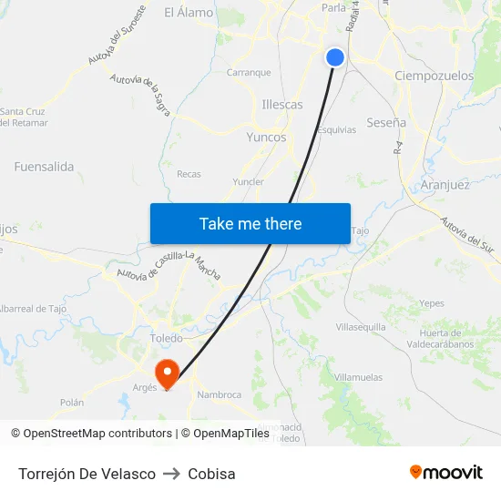 Torrejón De Velasco to Cobisa map