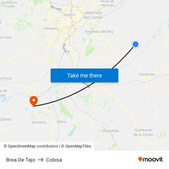 Brea De Tajo to Cobisa map