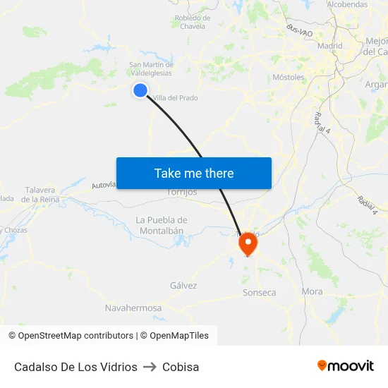 Cadalso De Los Vidrios to Cobisa map