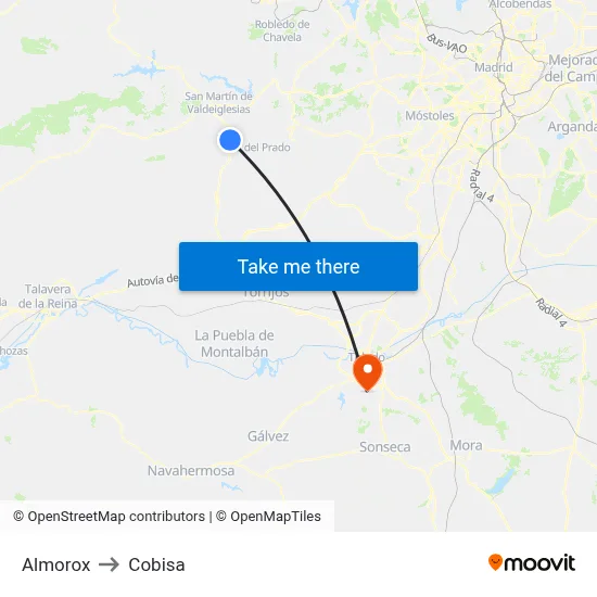 Almorox to Cobisa map