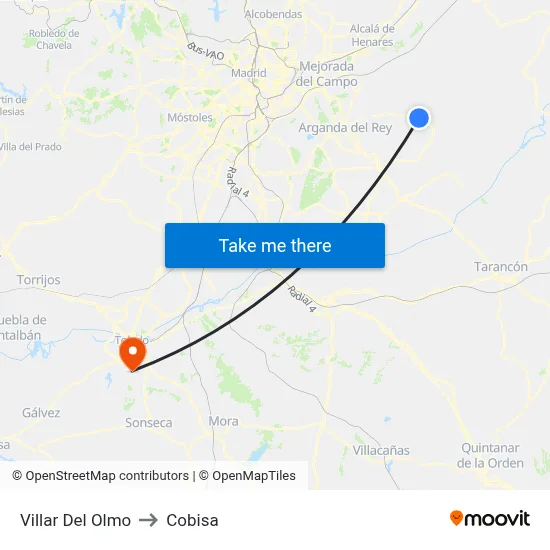 Villar Del Olmo to Cobisa map