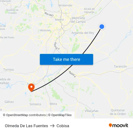 Olmeda De Las Fuentes to Cobisa map