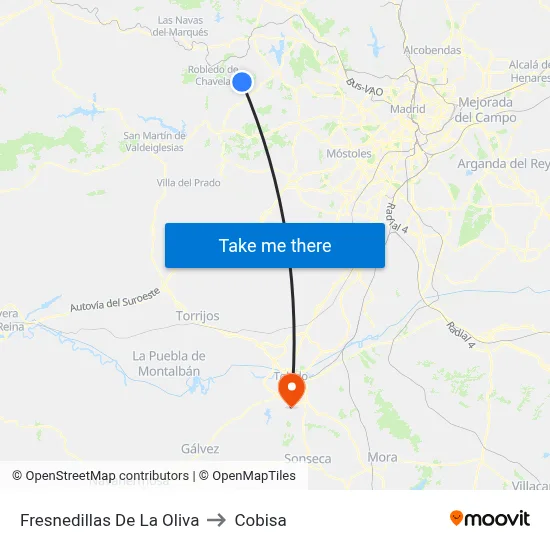 Fresnedillas De La Oliva to Cobisa map
