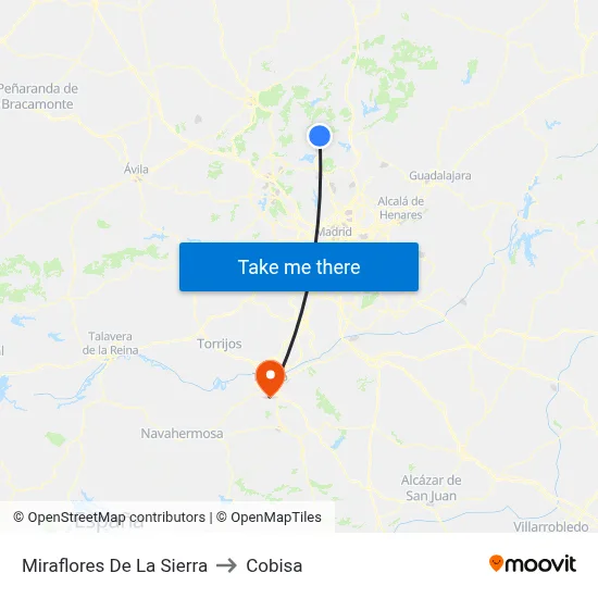Miraflores De La Sierra to Cobisa map