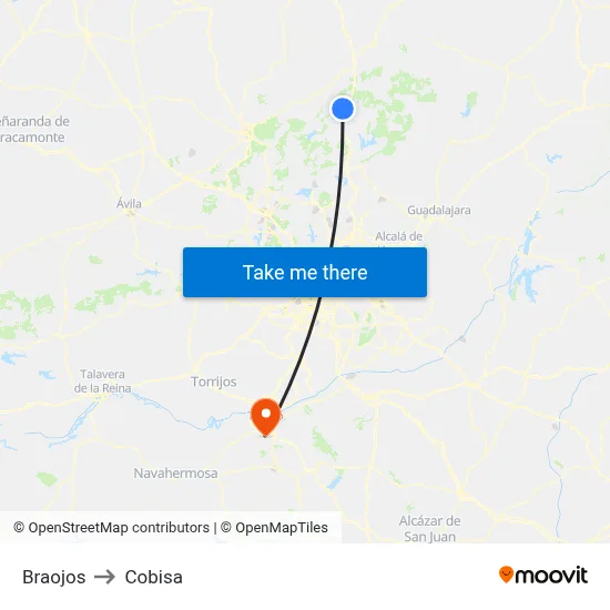 Braojos to Cobisa map