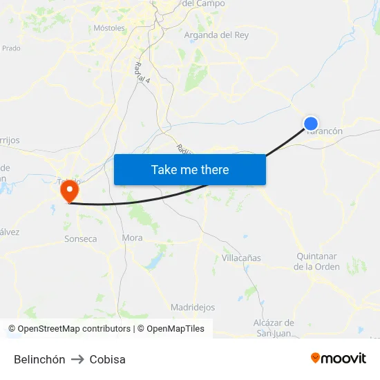 Belinchón to Cobisa map